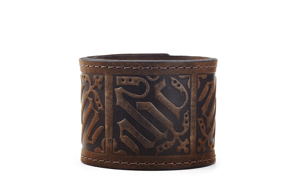 Gothic Brown Leather Cuff Bracelet - The Raven Works