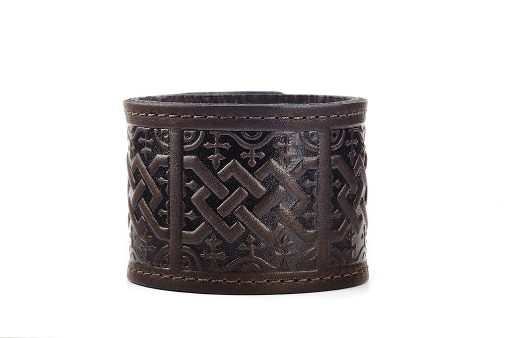 Scottish Chord Brown Leather Cuff - The Raven Works
