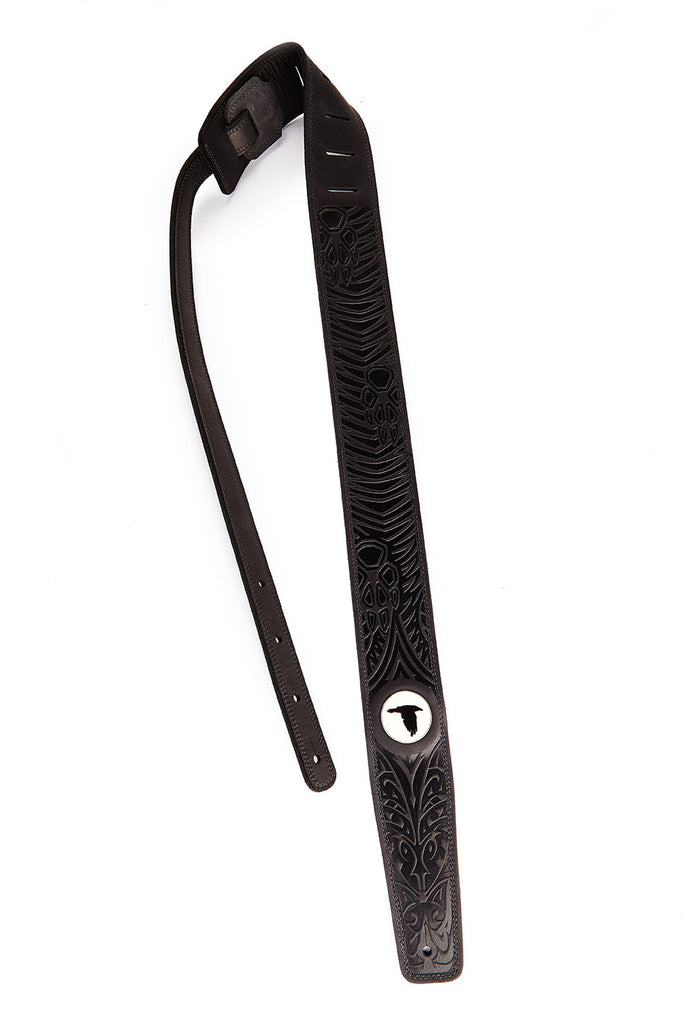 Wolf Guitar Strap Black Leather